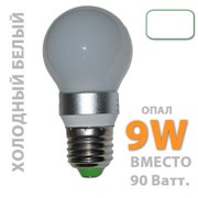 Лампа G50/9W 6000К, Опал. Светодиодная Цоколь E27, 220Вт., 9Ватт, 700Лм., 360 градусов, 6000К, опал. фотография