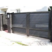 Распашные ворота жалюзи из ламелей Р24 фото