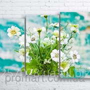 Модульна картина на полотні Квіти в вазі на фоні фарбованої стіни код КМ100160-065 фото