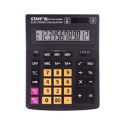 Калькулятор настольный STAFF PLUS STF-333-BKRG (200x154мм) 12 разрядов, ЧЕРНО-ОРАНЖЕВЫЙ, 250460 фотография