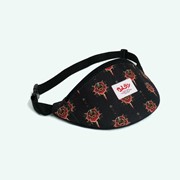 Сумка на пояс Oldy чёрная, рисунок роза и нож фото