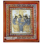 Святая Троица - Икона С Серебром И Позолотой В Шикарном Окладе Код товара: ОСФ-ТО-02 фотография