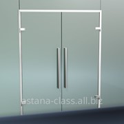 Комплект AL дверной коробки в цельностеклянный проем с комплектующими для двухстворчатой двери (2086х2086х1800мм), анод.