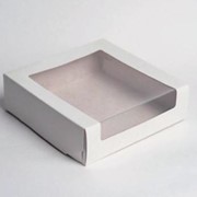 Элегантная коробка для тортов Белая транспортная с окном 225*225*60 фото