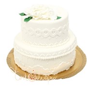 Белый свадебный торт с белыми цветами №95 фото