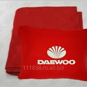 Плед в чехле красный Daewoo вышивка белая фотография