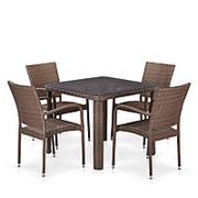 Комплект плетеной мебели T341B/Y376-W773-90x90 4Pcs Brown фото