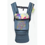 Эргономичный рюкзак-переноска для детей “Цветочная геометрия“ голубой джинс фото