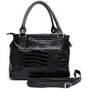 Женская черная сумка из натуральной кожи с 3-мя отделениями фото