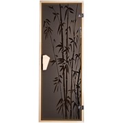 Стеклянная дверь для сауны Tesli “Бамбуковый лес“ 67,8x188 фотография
