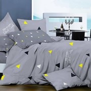 Полутораспальный комплект постельного белья из сатина “Dolce Vita“ Серый и темно-серый с черно-желтыми фотография