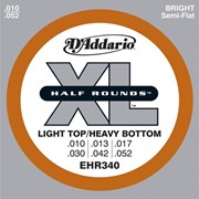 Струны для электрогитары D'Addario EHR340 XL Half Rounds Light Top/Heavy Bottom (6 струн .010-.052) фотография