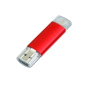 USB-флешка на 16 Гб.c дополнительным разъемом Micro USB, красный фото