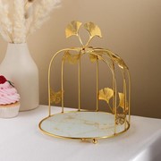 Подставка под десерты «Мрамор», d=21 см, цвет белый фото