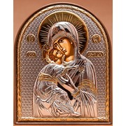 Икона Владимирской Божьей Матери Silver Axion Греция 40 х 56 мм серебряная на пластиковой основе фотография