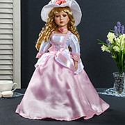 Кукла коллекционная керамика “Леди Магнолия в розовом платье в соломенной шляпке“ 40 см фотография