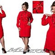 Стильное женское платье красное с сакурой больших размеров (5 цветов) ОМ/-440 фотография