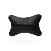 Подушка автомобильная-подголовник из натуральной кожи черная фотография