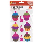 Наклейки из фетра "Пирожные", 9 шт., ОСТРОВ СОКРОВИЩ, 661480