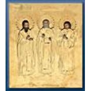 Икона Василий, Григорий Богослов, Иоанн Златоуст 24х30 масло, объемная фото