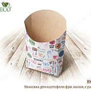 Упаковка для картофеля фри, малая, с рисунком(1000 шт. в коробке, бумага)