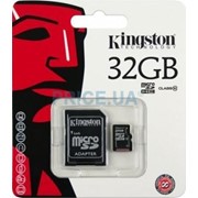 32Gb Kingston карта памяти microSDHC, Class 10, Адаптер SD, SDC10/32GB фотография