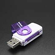 Картридер Card Reader Micro SD 4в1 фиолетовый