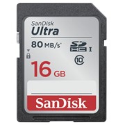 Карта памяти SDHC, 16 GB, SANDISK Ultra, UHS-I U1, 80 Мб/сек. (class 10), DUNC-016G-GN6IN фотография