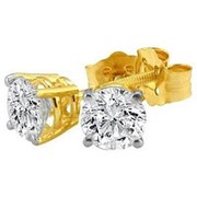 Серьги золотые гвоздики с бриллиантами I1/G 0,40Ct фотография