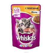 Whiskas 85г пауч Влажный корм для котят от 1 до 12 месяцев Телятина (желе) фото