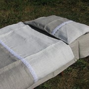 Льняной комплект постельного белья с декором фото