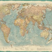 Настенная политическая карта Мира в стиле ретро 1,51х1,05 м фотография