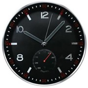 Часы Aluminum wall clock w/thermometer , арт. A22TH12A2,B