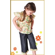 Костюм с котоновыми бриджами модель 6 Брючный костюм для девочки 2-6 лет . фото