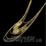 Многослойное золотое ожерелье Цепи и листья
