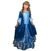 Карнавальный костюм для детей Элит Классик Придворная дама в синем детский, 28 (116 см) фото