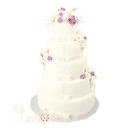 Свадебный торт с лентами и цветами №559 фото