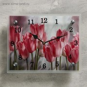Часы настенные, серия: Цветы, “Розовые тюльпаны“, микс 20х25 см фото