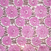 Ткань Гипюр на сетке расшитый лентами, дизайн 3, розовый фото