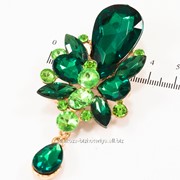 Брошь ''Крупный камень'' с цветными мелкими камнями и стразами,( 5 см) 222093(8) фото