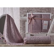 Комплект махровых полотенец Esra, размер 50 х 90 - 1 шт, 70 х 140 - 1 шт, цвет грязно-розовый фото
