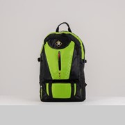 Рюкзак туристический, 21 л/25 л, отдел на молнии, 3 наружных кармана, с расширением, цвет чёрный/зелёный фото