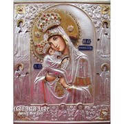Икона Почаевская Пресвятая Богородица В Серебряном Окладе С Камнями Сваровски Код товара: ОГр-28 фотография