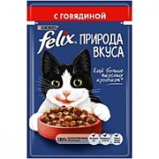 Felix 85г пауч Природа вкуса Влажный корм для взрослых кошек Говядина (соус) фото