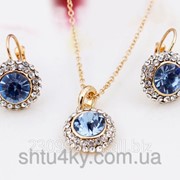 Позолоченный набор с синим чешским горным хрусталем фото
