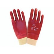 Перчатки маслобензостойкие с полным нитрильным покрытием манжет, резинка (красные) фото