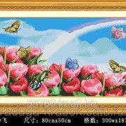 Картина стразами Бабочки в цветах 50х80 см фото