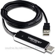 TRENDnet AM/AM Кабель интерфейсный USB 2.0 1.8м, для связи 2х комп-ов по USB портам, Совместим с Windows 7(32/64-bit)/Vista(32/64-bit)/