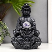 Фонтан настольный от сети, подсветка “Серый будда с шаром“ 30х19х19 см фотография