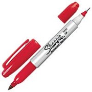 Маркер “Sharpie“ Twin Tip красный, 0,3-1мм, двухсторонний, пулевидный наконечник, перманентный фото